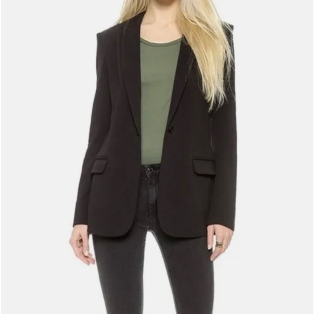 Norma Kamali Blazer Black Boyfriend Jacket Single Button Long Sleeve Size 14